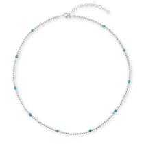 Colar de Prata Esferas Brilhantes Com Turquesas Colar de Prata Esferas Brilhantes Com Turquesas