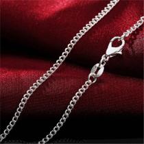 Colar De Prata Esterlina 925 Com Corrente De 2MM, 16-30 Polegadas, Para Mulheres E Homens, Joia De