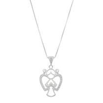 Colar de prata feminina com pingente anjo e zirconia cravada