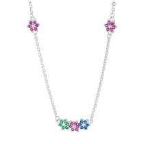 Colar de Prata Flores com Zircônias Colors Colar de Prata Flores com Zircônias Colors