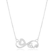 Colar de Prata Infinito Coração Cravejado e Love Colar de Prata Infinito Coração Cravejado e Love