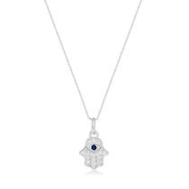 Colar de Prata Mão de Fátima Cravejada Tamanho:40cm Colar de Prata Mão de Fátima Cravejada Tamanho:40cm