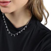 Colar De Prata Pedras Zircônias 45cm Feminina