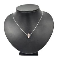 Colar de Prata - Quartzo Rosa Ponta Polida Biterminado