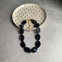 Colar De Resina Placa Mesclado Cor:Preto