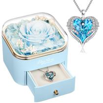 Colar de rosa azul claro real preservado com asas de anjo