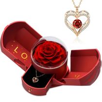 Colar de rosa real preservada com eu te amo AuraBrillyn