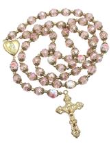 Colar de rosário Nazareth Store Catholic Pink Crystal Beads