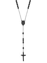 Colar de rosário Supcare Catholic para homens Black Pearl