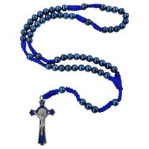 Colar de rosário TALISMAN4U com miçangas de hematita azul para homens