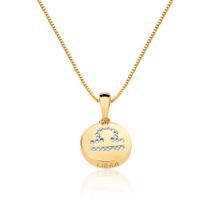 Colar De Signo Libra Com Zirconias banhado em ouro 18k cordão Colar De Signo Libra Com Zirconias banhado em ouro 18k cordão
