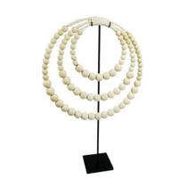 Colar de Suporte Decorativo Esferas Beges Fino Design Luxo