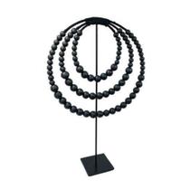 Colar de Suporte Decorativo Esferas Pretas Fino Design