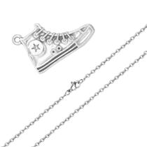 Colar de Tênis Estrela sapato com estrelinha masculino feminino prata prateado corrente gargantilha