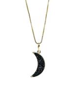 Colar de Turmalina Negra - Meia Lua - Banho Ouro 18k Colar de Turmalina Negra - Meia Lua - Banho Ouro 18k