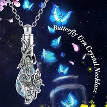 Colar De Urna De Cristal Em Forma De Borboleta Para Cinzas, Joia Memorial Para Mulheres