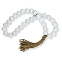 Colar Decorativo Bolas Brancas em Madeira 2,5x50x2,5cm Mart