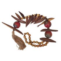 Colar Decorativo de Mesa 1.00m - Três Bolas com Folhas