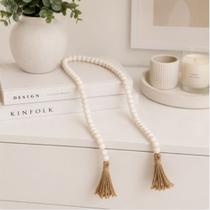 Colar Decorativo de Mesa em Madeira para Sala Aparador Estante Lavabo 133cm - Branco