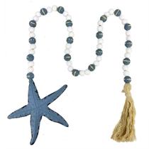 Colar Decorativo de Mesa Madeira Azul Claro e Branco 100cm HD3014 BTC