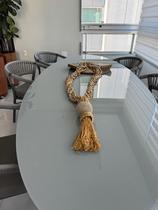 Colar decorativo de mesa trança madeira, cabaça e croche