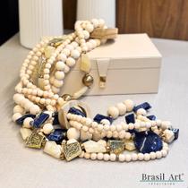 Colar Decorativo G Off-White/ Azul