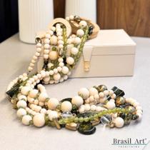 Colar Decorativo G Off-White/ Verde