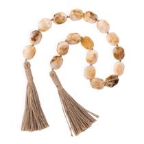 Colar Decorativo Pedras Orgânicas Âmbar em Resina com Tassels em Juta - Mart Colar Decorativo Pedras Orgânicas Âmbar em Resina com Tassels em Juta - Mart