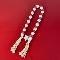 Colar Decorativo Vermelho Branco - 80cm