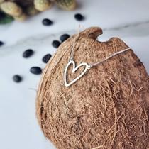 Colar Delicado Coração de Lado Prata 925 Colar Delicado Coração de Lado Prata 925