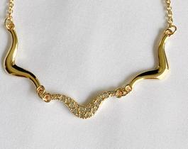 Colar Delicado Inspiração com Detalhes em Zircônias + Brinde Colar Delicado Inspiração com Detalhes em Zircônias + Brinde