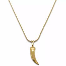 Colar Dente de Sabre e Corrente Banhado a Ouro 18K