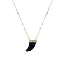 COLAR DENTE DE SABRE NEGRO COM CORRENTE TIFFANY - Banhado a Ouro
