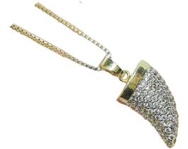 Colar Dente De Tigre Zirconia Dourado Folheado a Ouro 18k Semi Joia Colar Dente De Tigre Zirconia Dourado Folheado a Ouro 18k Semi Joia