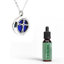 Colar Difusor Cruz + Óleo Essencial +Calma