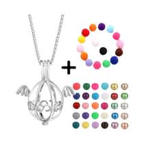 Colar Difusor De Óleo Essencial Para Aromaterapia Com Design De Gaiola De Pássaro E Corrente De Aço