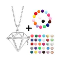 Colar Difusor De Óleo Essencial Para Aromaterapia Com Design De Gaiola De Pássaro E Corrente De Aço