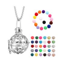 Colar Difusor De Óleo Essencial Para Aromaterapia Com Design De Gaiola De Pássaro E Corrente De Aço