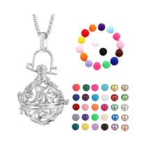 Colar Difusor De Óleo Essencial Para Aromaterapia, Design De Gaiola De Pássaro Com Cristal E Colar Difusor De Óleo Essencial Para Aromaterapia, Design De Gaiola De Pássaro Com Cristal E