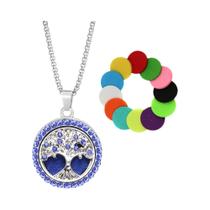 Colar Difusor De Perfume Em Aço Inoxidável Com Cristal Colorido Árvore Da Vida Para Óleos Essenciais