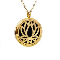 Colar Difusor Flor de Lótus Dourado Colar Difusor Flor de Lótus Dourado