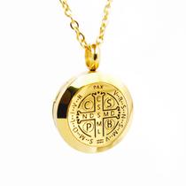 Colar Difusor Medalha de São Bento em AÇO INOXIDÁVEL - ANTIALÉRGICO - DOURADO Colar Difusor Medalha de São Bento em AÇO INOXIDÁVEL - ANTIALÉRGICO - DOURADO