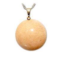 Colar Disco Liso Amazonita Salmão Montagem Pino Prateado Colar Disco Liso Amazonita Salmão Montagem Pino Prateado