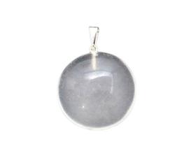 Colar Disco Liso Cristal Opalado Montagem Pino Prateado Colar Disco Liso Cristal Opalado Montagem Pino Prateado