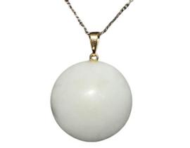 Colar Disco Liso Quartzo Leitoso Pedra Natural Pino Dourado