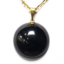 Colar Disco Obsidiana Negra 20mm Pedra Natural Pino Dourado Colar Disco Obsidiana Negra 20mm Pedra Natural Pino Dourado