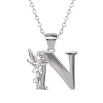 Colar Disney Tinkerbell N Initial com pingente de prata Colar Disney Tinkerbell N Initial com pingente de prata
