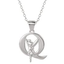 Colar Disney Tinkerbell Q com pingente inicial em prata Colar Disney Tinkerbell Q com pingente inicial em prata