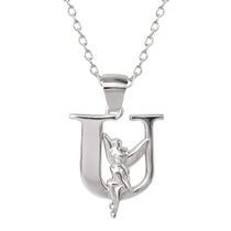 Colar Disney Tinkerbell U Initial Pingente Prateado Colar Disney Tinkerbell U Initial Pingente Prateado