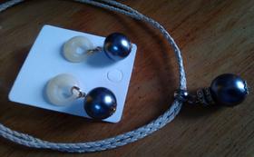 Colar Diva Perolada Preta + brincos